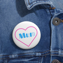 Load image into Gallery viewer, Mum Blue and Pink Heart Baby On Board Pin Badge | Baby Shower Gift | Pregnancy | Maternity Leave Gift
