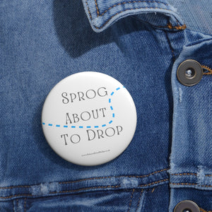 Sprog About to Drop Blue and White Baby On Board Pin Badge | Baby Shower Gift | Pregnancy | Maternity Leave Gift