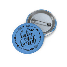 Load image into Gallery viewer, Blue Retro Baby on Board Badge | Baby Shower Gift | Pregnancy

