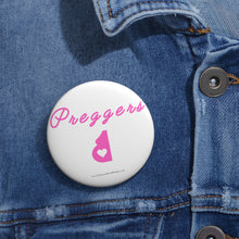 Load image into Gallery viewer, Pink and White Preggers Baby On Board Pin Badge | Baby Shower Gift | Pregnancy | Maternity Leave Gift
