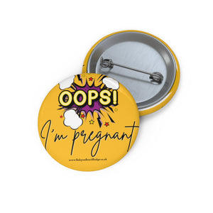 Oops! I’m pregnant! baby on board pin badge in lovely yellow | Baby Shower Gift | Pregnancy