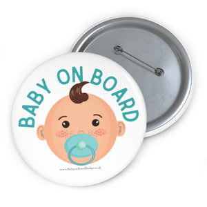 Blue baby face ‘baby on board’ pin badge | Baby Shower Gift | Pregnancy