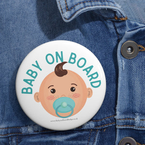 Blue baby face ‘baby on board’ pin badge | Baby Shower Gift | Pregnancy