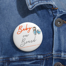 Load image into Gallery viewer, White Baby On Board Pin Badge | Baby Shower Gift | Pregnancy | Maternity Leave Gift
