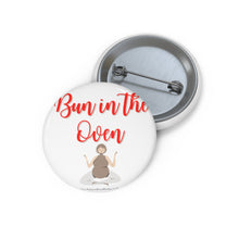 Load image into Gallery viewer, Bun in the Oven Red and White Baby On Board Pin Badge | Baby Shower Gift | Pregnancy | Maternity Leave Gift
