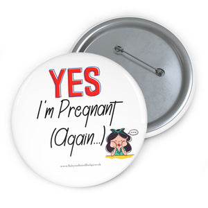 Yes I'm Pregnant Again Red and White Baby On Board Pin Badge | Baby Shower Gift | Pregnancy | Maternity Leave Gift
