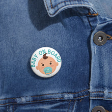 Load image into Gallery viewer, Blue baby face ‘baby on board’ pin badge | Baby Shower Gift | Pregnancy
