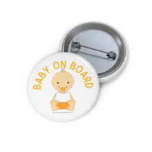 Load image into Gallery viewer, Unisex yellow baby face ‘baby on board’ pin badge | Baby Shower Gift | Pregnancy
