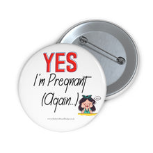 Load image into Gallery viewer, Yes I&#39;m Pregnant Again Red and White Baby On Board Pin Badge | Baby Shower Gift | Pregnancy | Maternity Leave Gift
