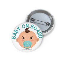 Load image into Gallery viewer, Blue baby face ‘baby on board’ pin badge | Baby Shower Gift | Pregnancy
