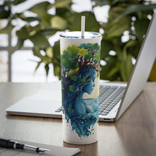 Load image into Gallery viewer, Earthy Mother Earth Skinny Steel Tumbler with Straw, 20oz | Baby Shower Gift | Gift For Her | Tumbler For Mum | Pregnancy Gift
