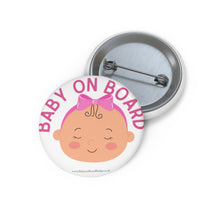 Load image into Gallery viewer, Pink baby face ‘baby on board’ pin badge | Baby Shower Gift | Pregnancy
