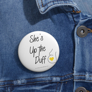 She's up the Duff Yellow and White Baby On Board Pin Badge | Baby Shower Gift | Pregnancy | Maternity Leave Gift