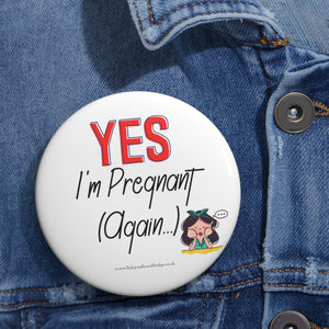 Yes I'm Pregnant Again Red and White Baby On Board Pin Badge | Baby Shower Gift | Pregnancy | Maternity Leave Gift