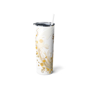 Yellow Mother Earth Tumbler | Skinny Steel Tumbler with Straw, 20oz | Baby Shower Gift | Gift For Her | Tumbler For Mum | Pregnancy Gift