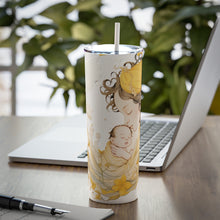 Load image into Gallery viewer, Yellow Mother Earth Tumbler | Skinny Steel Tumbler with Straw, 20oz | Baby Shower Gift | Gift For Her | Tumbler For Mum | Pregnancy Gift
