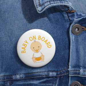 Unisex yellow baby face ‘baby on board’ pin badge | Baby Shower Gift | Pregnancy
